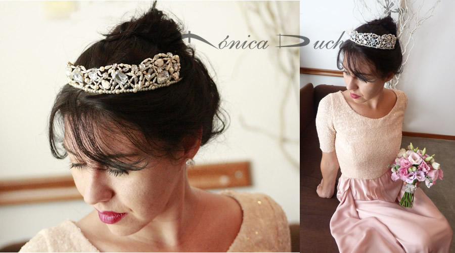 Tiara Princess y bouqeut rose -